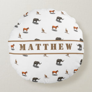 Fun Animal Personnalisé Thème Coussin Rond