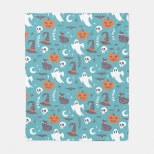 Fun Aquamarin Doodle Halloween Muster Fleecedecke