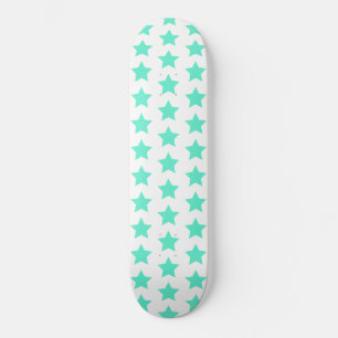 Fun Aquamarin Green Stars Muster Skateboard
