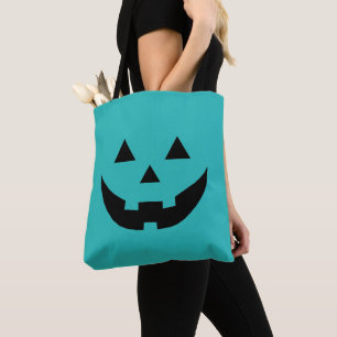 Fun aquamarine Kürbislaterne Kürbisgesicht Hallowe Tasche