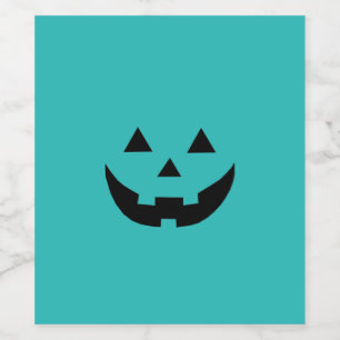 Fun aquamarine Kürbislaterne Kürbisgesicht Hallowe Weinetikett
