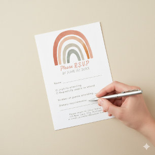 Fun arc-en-ciel rustique RSVP carte de réponse mar