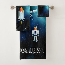 Fun Astronaut Collage Personalisiert Badhandtuch Set