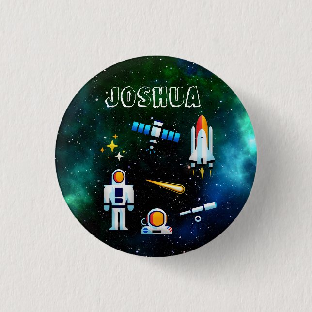 Fun Astronaut Collage Personalisiert Button (Vorderseite)