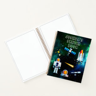 Fun Astronaut Collage Sketch Personalisiertes Note Notizbuch