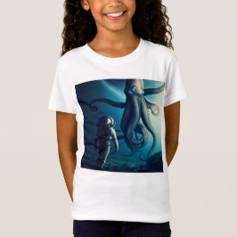Fun Astronaut und Riesen-Tintenfisch T-Shirt
