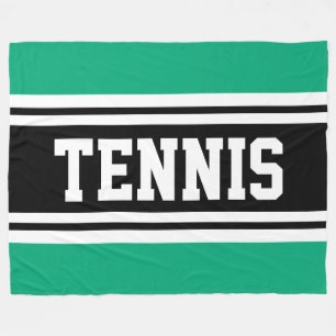 Fun Athletic 70er Green Blue Black TENNIS Streifen Fleecedecke