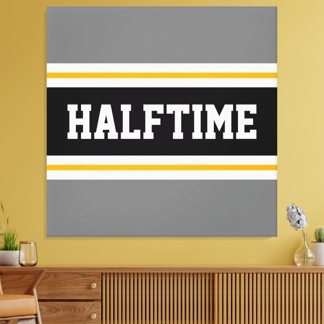 Fun Athletic Moderne Gray Black HALFTIME Streifen Leinwanddruck (Insitu (Wohnzimmer))