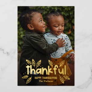 Fun Autumn Foil Thanksgiving Carte photo