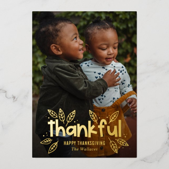 Fun Autumn Foil Thanksgiving Carte photo (Recto)