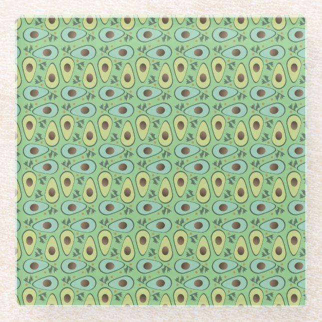 Fun Avocado Halbgrün Muster Glasuntersetzer (Vorderseite)