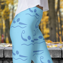 Fun Baby Blue Womens Water Polo Muster Leggings