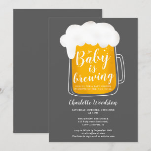 Fun Baby Brauer Pint dunkelgraue Babydusche Einladung