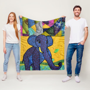 Fun Baby Elephant - quillike Design Fleecedecke