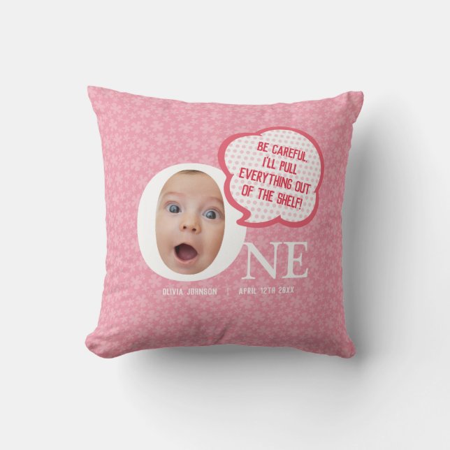 Fun Baby Girl Foto Collage Personaliz Geschenk Kissen (Vorderseite)
