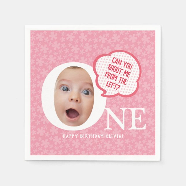 Fun Baby Girl Foto Collage Personaliz Serviette (Vorderseite)