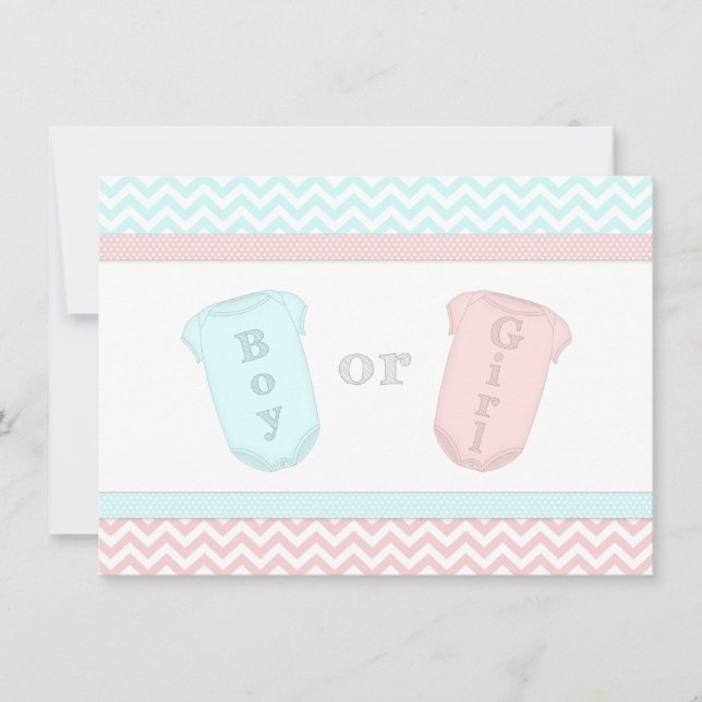 Fun Baby One Piece Gender-Party Einladung (Vorderseite)