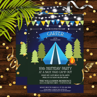 Fun Backyard Camp Out Geburtstagsparty Einladung