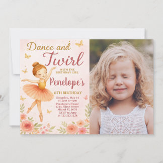 Fun Ballerina Geburtstag Einladung mit Foto