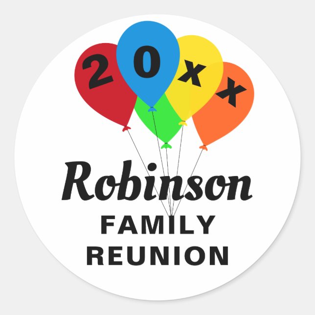 Fun Balloon Design Family Wiedersehen Runder Aufkleber (Vorderseite)