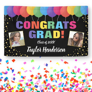 Fun Balloons Gold Confetti Grad Fotos Abschluss Banner