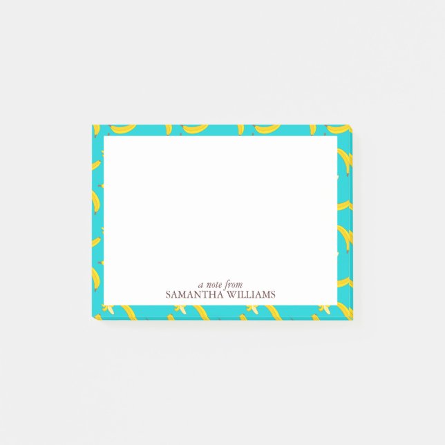 Fun Bananen Muster Personalisiert Post-it Klebezettel (Vorderseite)