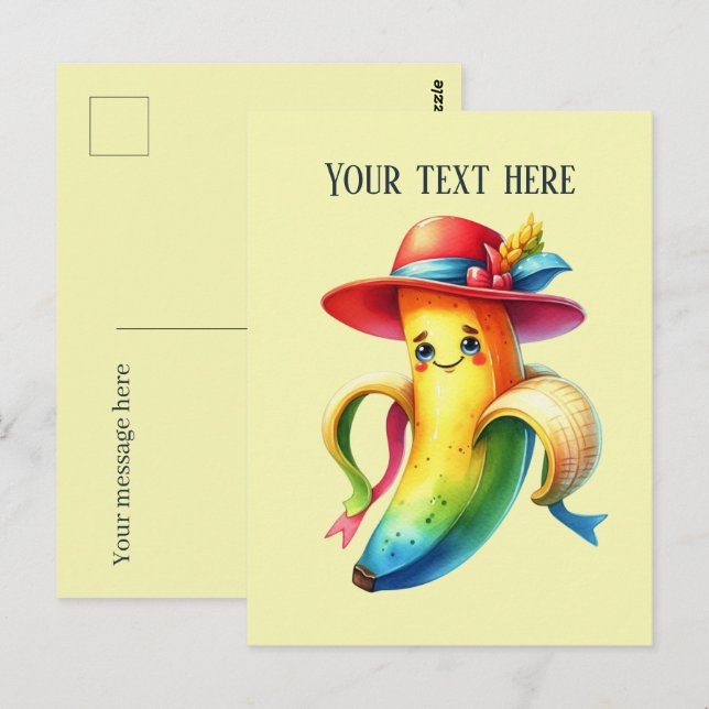 Fun Bananenliebhaber fügen Text hinzu Postkarte (Vorne/Hinten)