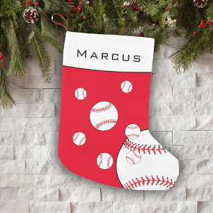 Fun Baseball Balls Red Boy's Name Kids Kleiner Weihnachtsstrumpf