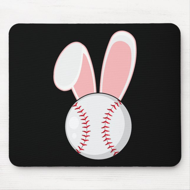 Fun Baseball Bunny Oaster Kids Jungs Kleinkind Mousepad (Vorne)