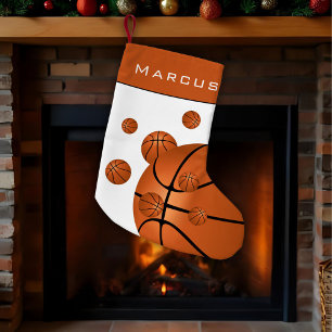 Fun Basketball Balls Orange Boy's Name Kinder Kleiner Weihnachtsstrumpf