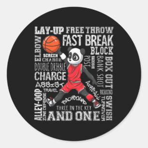 Fun Basketball Boys Girls Niedlich Panda gibt Kind Runder Aufkleber
