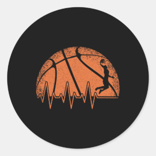 Fun Basketball Heartbeat Basketball Spieler Runder Aufkleber