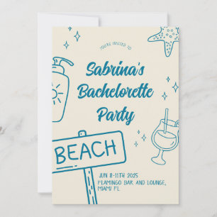 Fun Beach Bachelorette Week-end Invitation