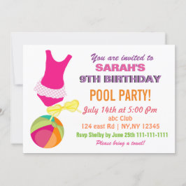 Fun Beach Ball Flipflop Girls Pool Party lädt ein Einladung