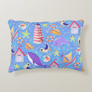 Fun Beach Blue Accent Coussin