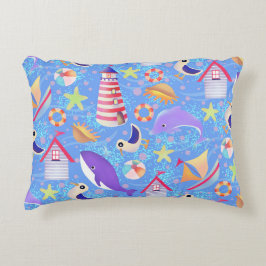 Fun Beach Blue Accent Pillow Dekokissen