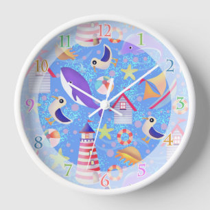 Fun Beach Blue Clock Uhr