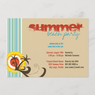 Fun Beach Holiday Palm Tree Sommerhotel Party Einladung