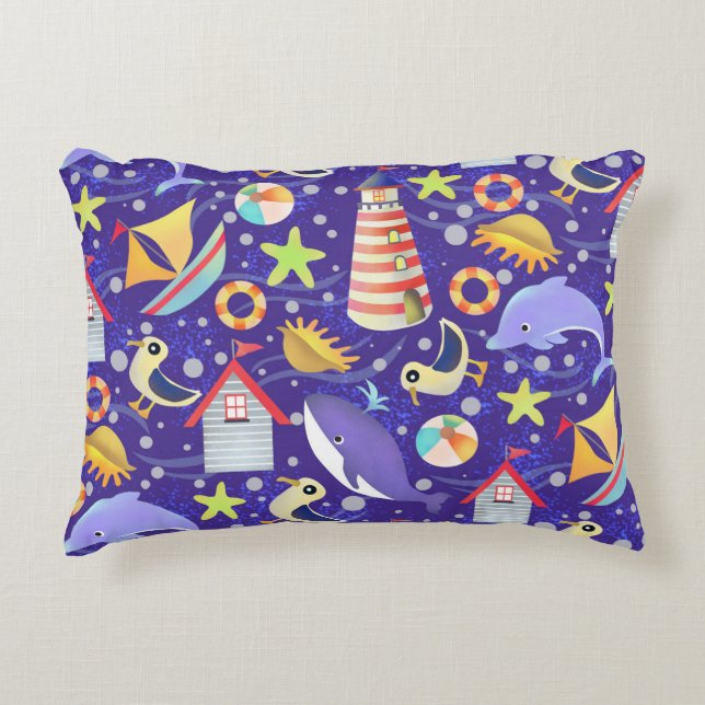Fun Beach Navy Akzente Kissen (Vorderseite)