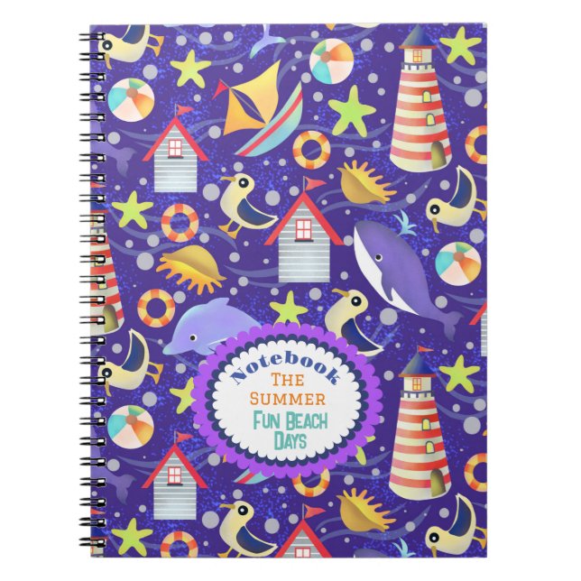 Fun Beach Navy Notebook Notizblock (Vorderseite)