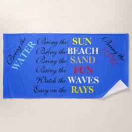 Fun Beach Redewendungen Blue Beach Typografie Strandtuch