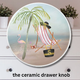 Fun Beach Scene Ocean Palm Tree Keramikknauf