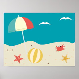 Fun Beach Szene für Kinderzimmer Poster
