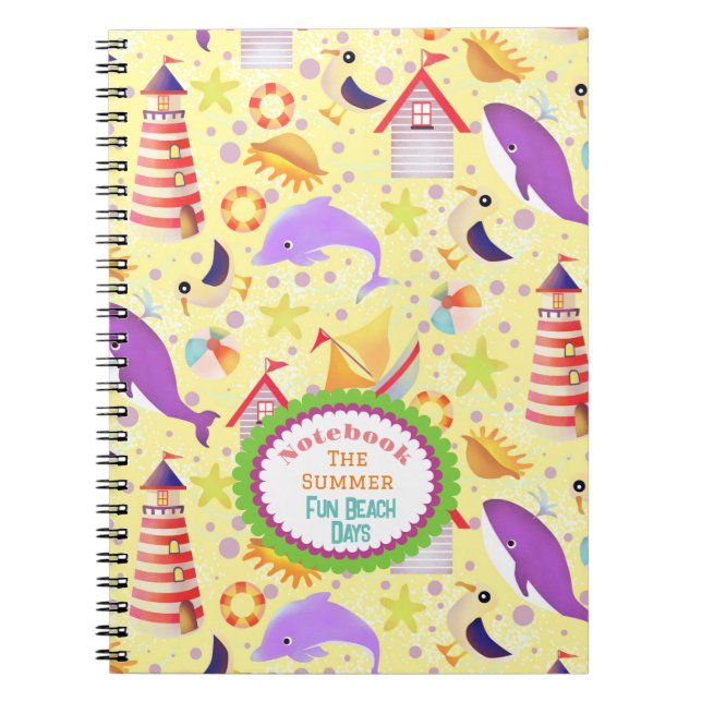 Fun Beach Yellow Notebook Notizblock (Vorderseite)