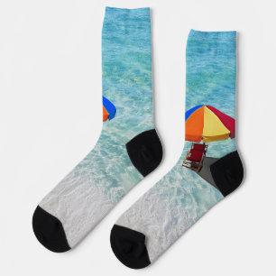 Fun Beachy Sandy Beach farbenfroher Regenschirm Socken