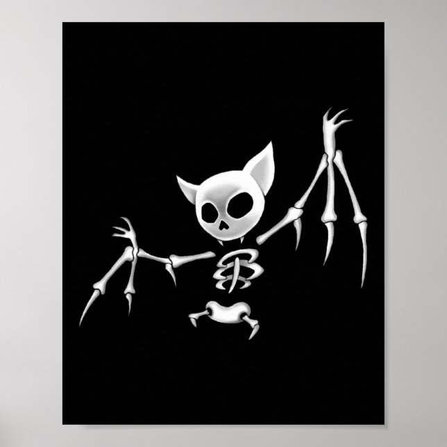 Fun Beängstigende dunkle Flying Skeleton Bat Hallo Poster (Vorne)