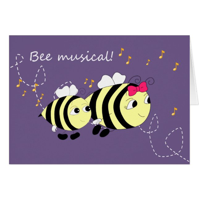 Fun Bee Animal Music Card (Vorderseite (Horizontal))