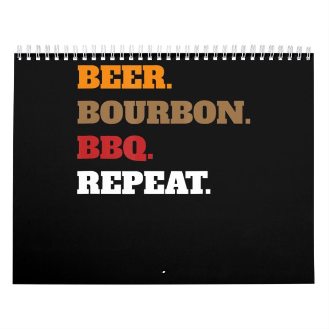 Fun Beer Bourbon Grillen Wiederholen Männer Frauen Kalender (Titelbild)