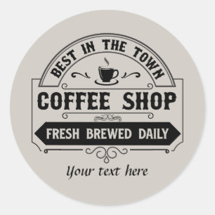 Fun Best Coffe Shop individuell anpassbar Runder Aufkleber