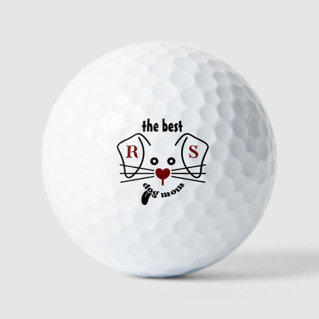 Fun Best Dog Mama Custom Monogram Golfball (Vorderseite)